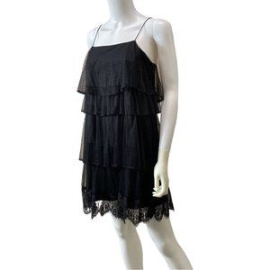 Zara Trafulac Women’s Size XS Black Spaghetti Strap Lace Flowy Tiered Dress